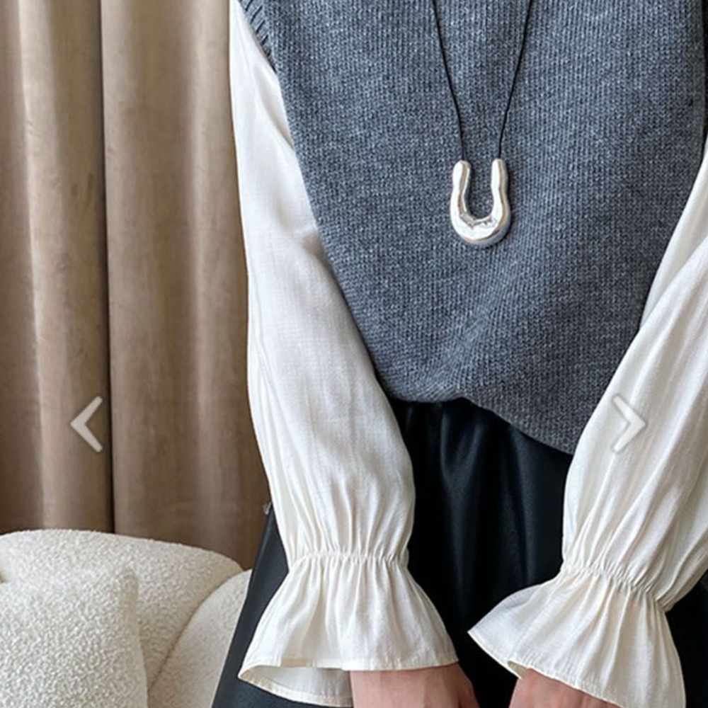 Michael Kors Gray Knit Vest with White Blouse